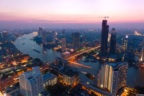La rivière Chao Phraya vue du ciel